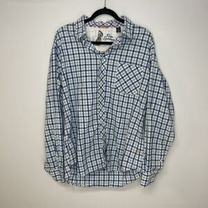 Reyn Spooner Shirt Mens XL Blue Long Sleeve Button Down Plaid Living Aloha
